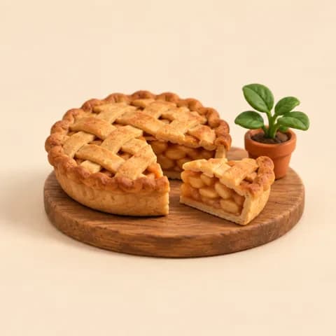 Clay pie with one slice set apart.